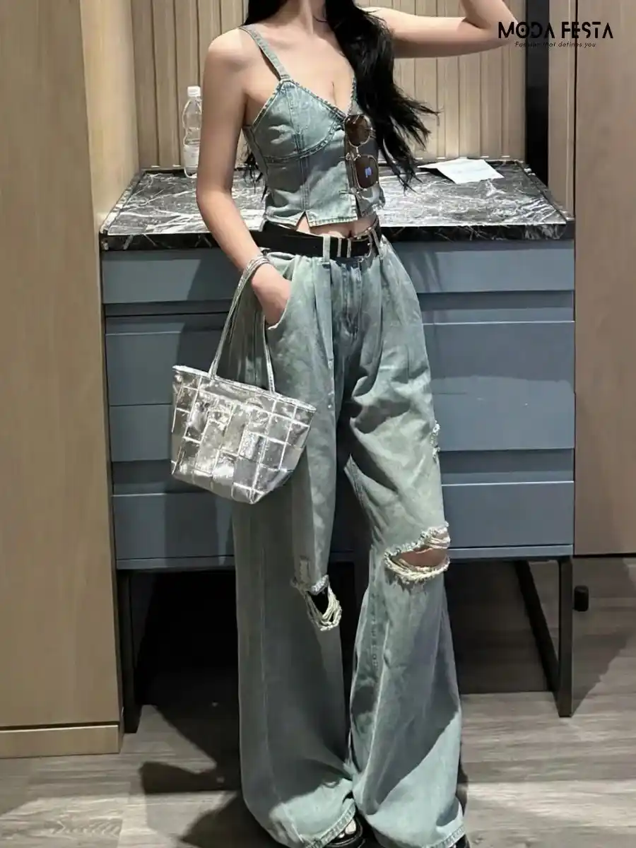 ModaFesta -waist-coat-denim-co-ord-set-ligh-jeans
