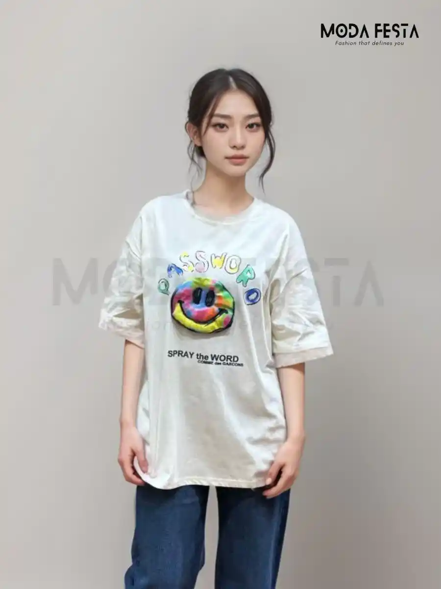 ModaFesta -comfy-casual-tshirt-for-women-off-white