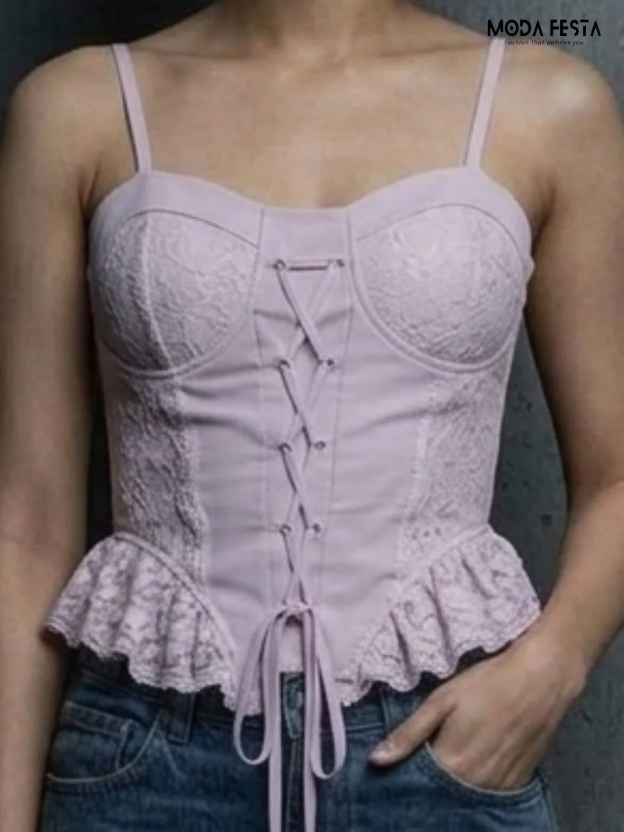 lace-up corset crop top
