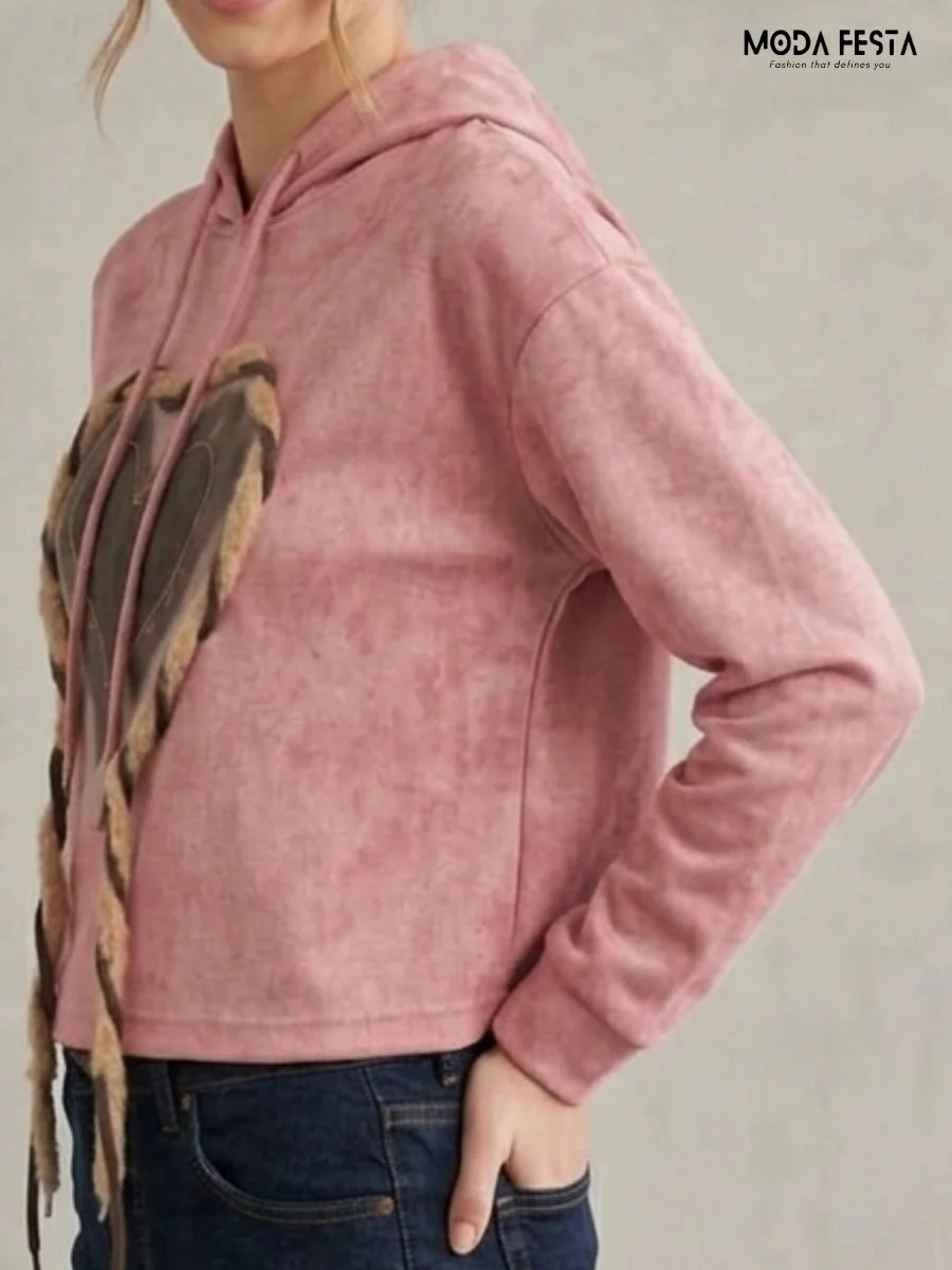 ModaFesta -rosette-crop-hoodie-for-women