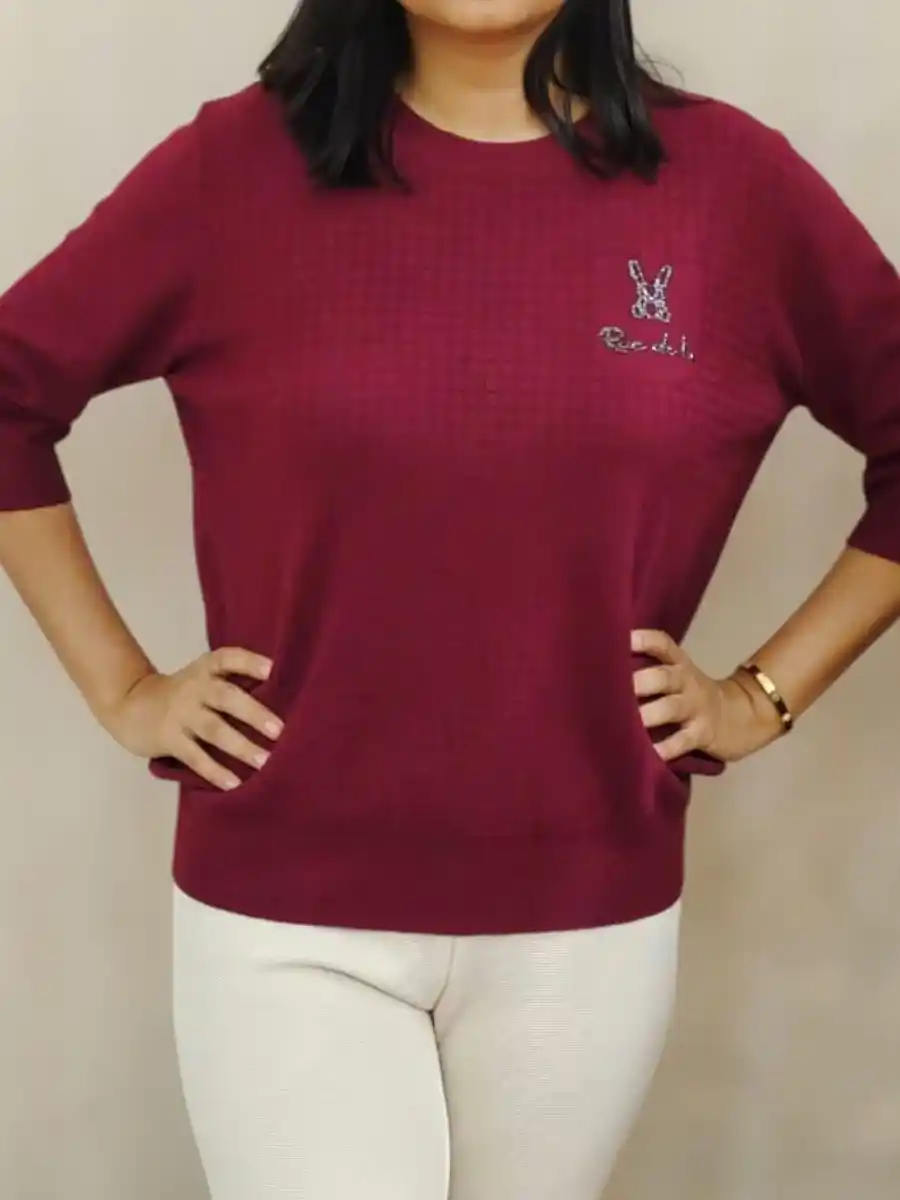 ModaFesta -elegant-trendy-knit-top-maroon