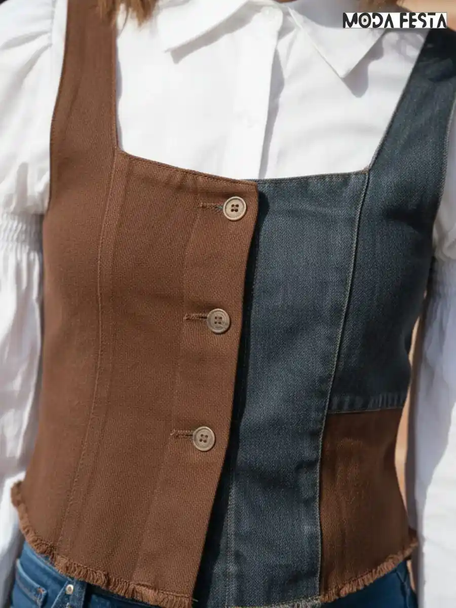 ModaFesta -elegant-shirt-with-denim-vest-style-white