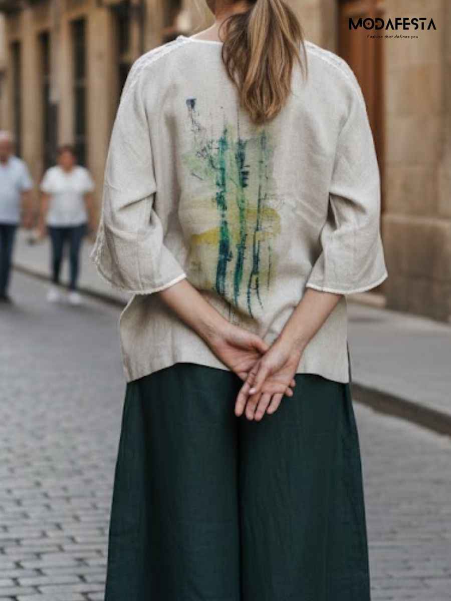 ModaFesta -elegant-linen-coord-set-with-back-print-beige