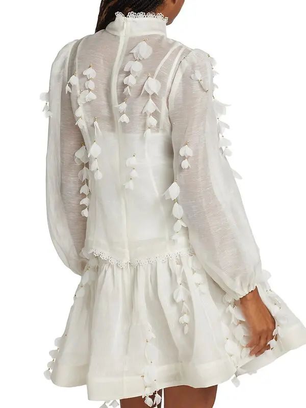 ModaFesta -long-sleeve-mini-dress-white-patchwork-flower