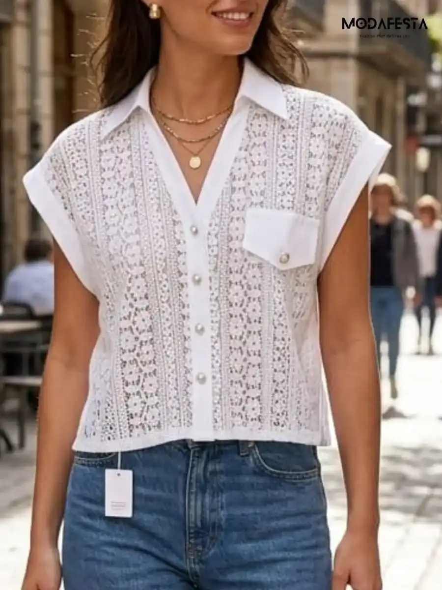 Elegant Floral Lace Shirt