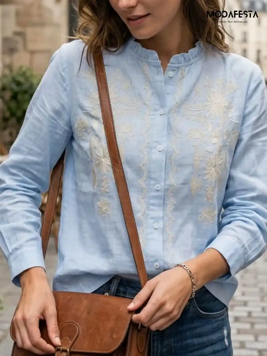 ModaFesta -elegant-floral-embroidered-design-shirt-sky-blue