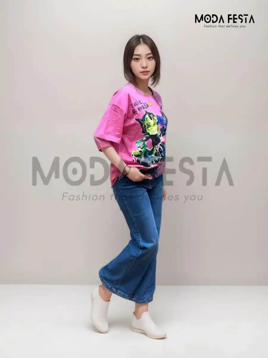 ModaFesta -graphic-printed-tshirt-pink-cartoon-prints