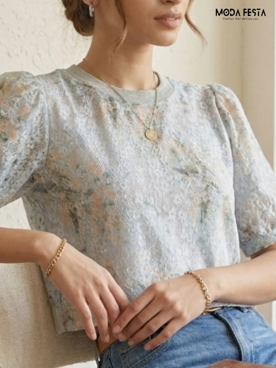 ModaFesta -floral-top-grey