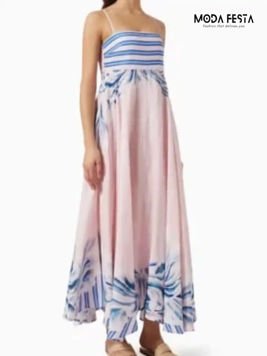 ModaFesta -stylish-floral-print-dress-pink