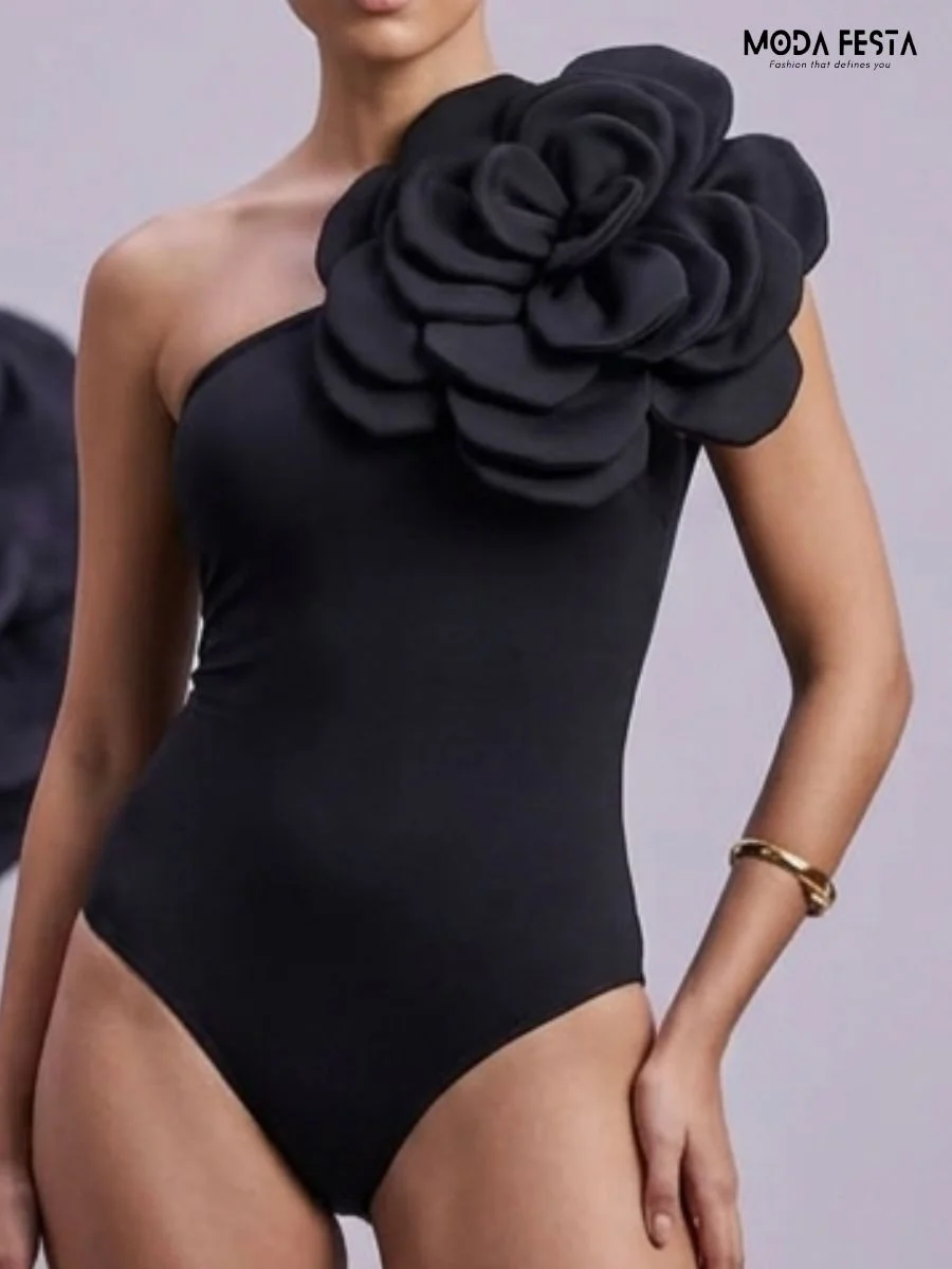 Flora Black Bodysuit