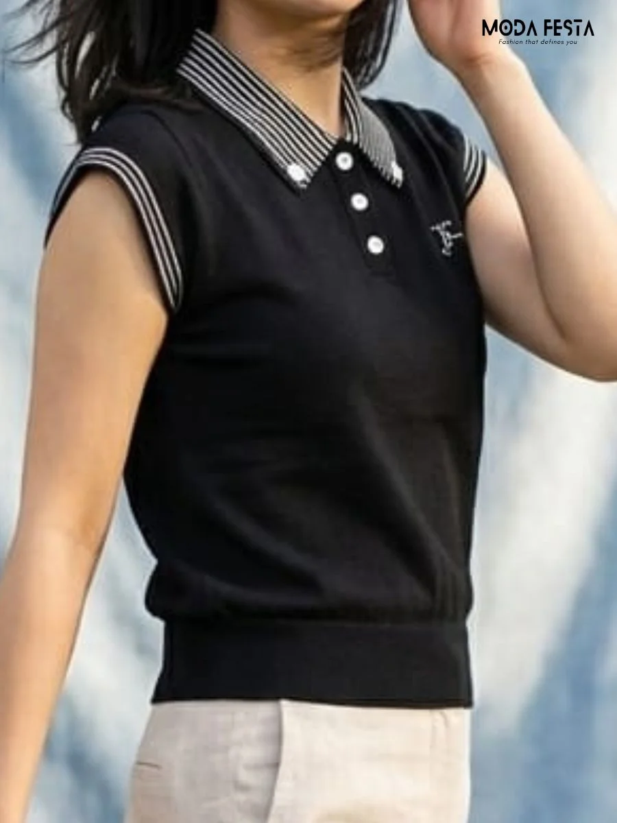 ModaFesta -striped-collar-knit-polo