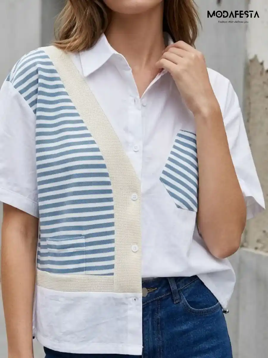 ModaFesta -elegant-striped-cardigan-top-blue