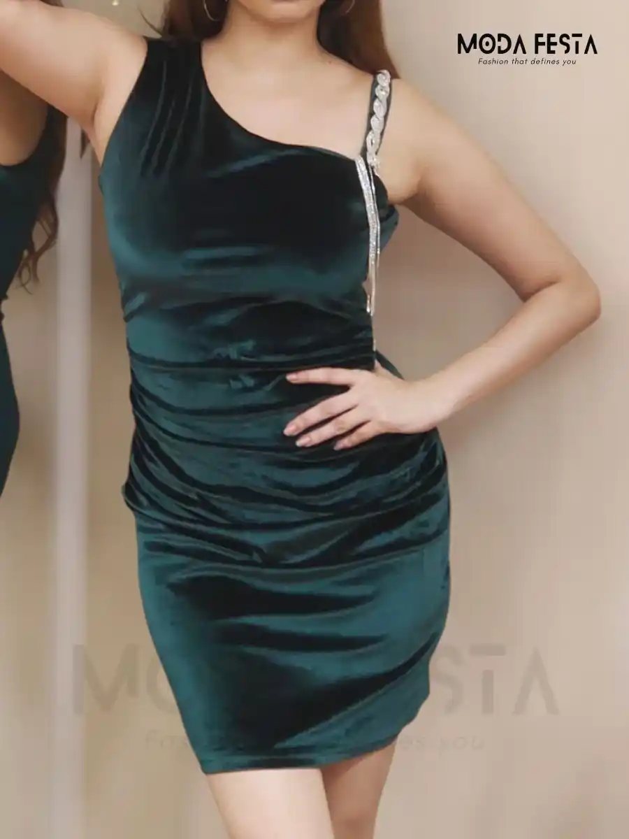 ModaFesta -green-velvet-dress-with-rhinstone