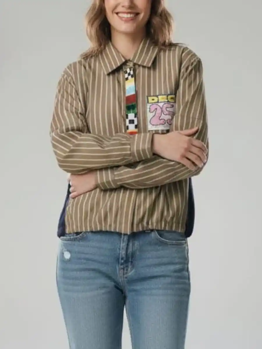 ModaFesta -stripe-shirt-with-print-brown