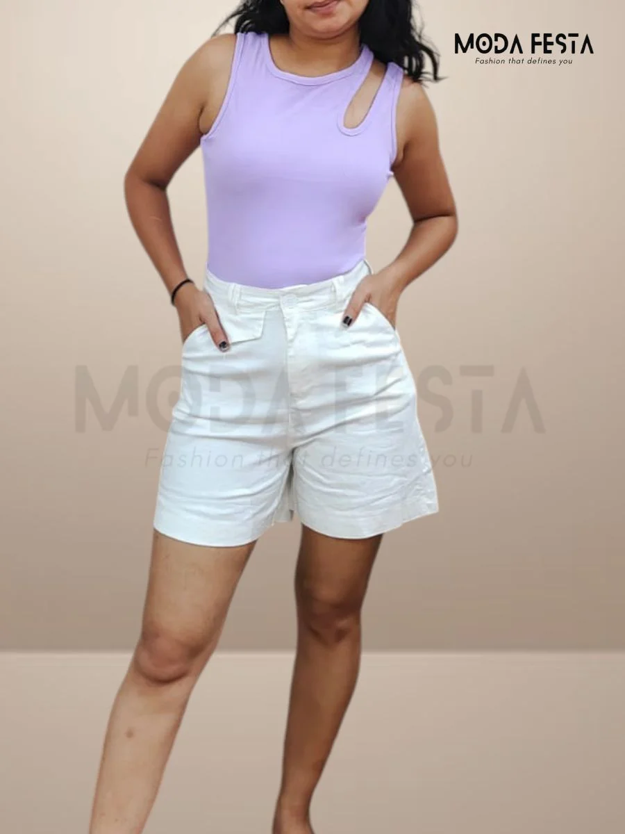 ModaFesta -stylish-cotton-shorts-white