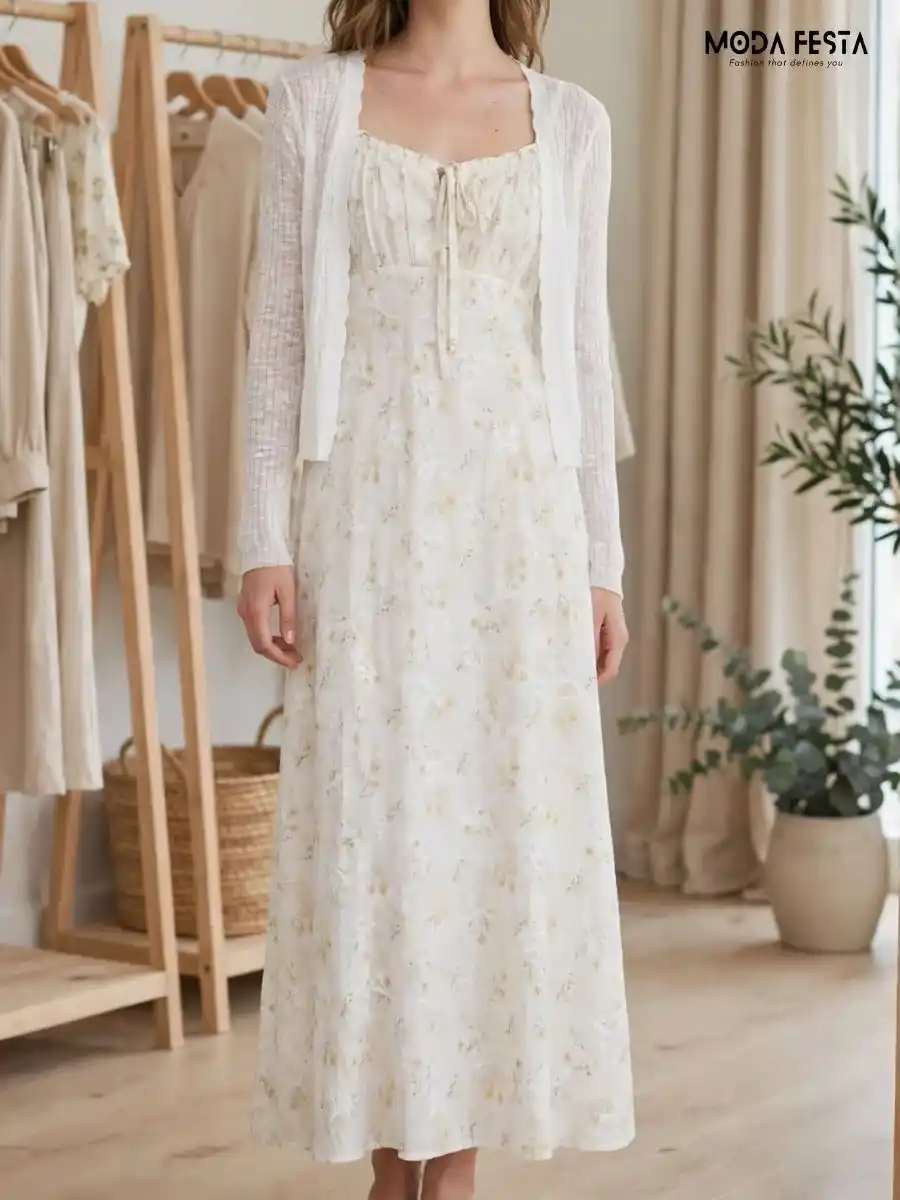 Floral Print Smocked Maxi Dress