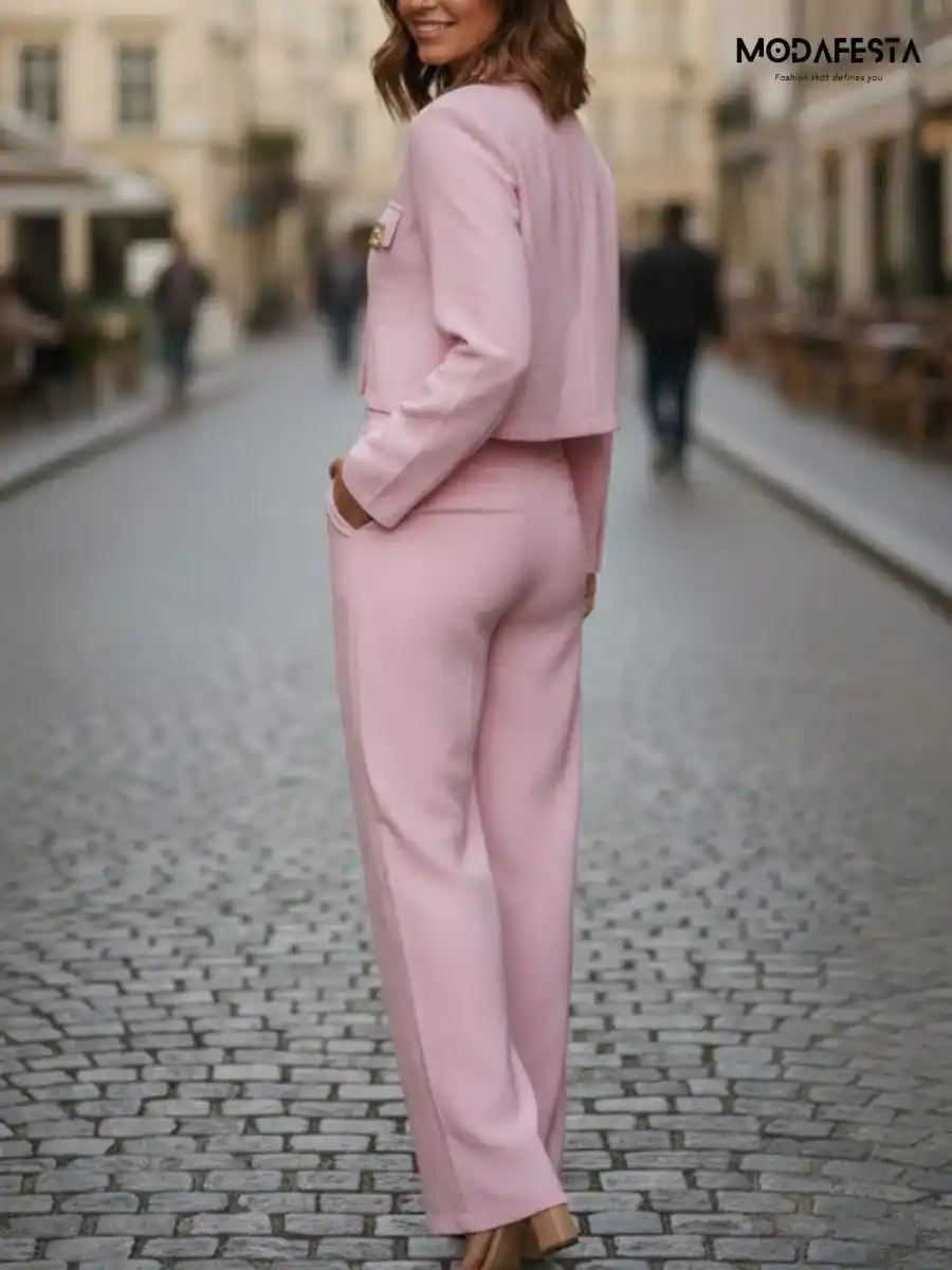 ModaFesta -trendy-midtown-blazer-coord-set-pink