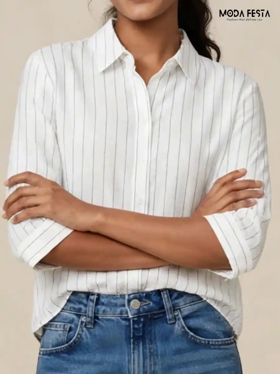 ModaFesta -white-modern-striped-shirt