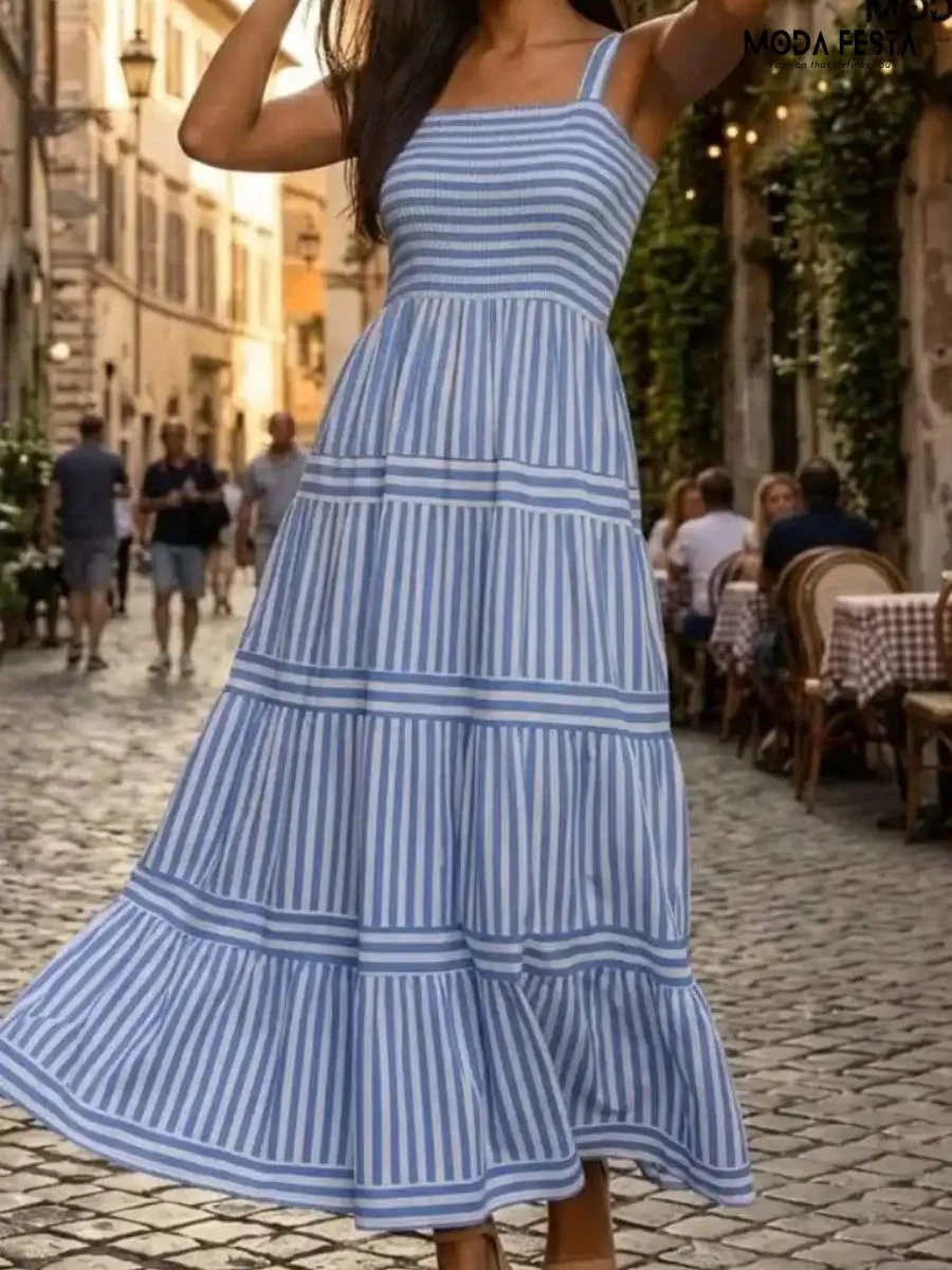 Elegant Summer Striped Dress