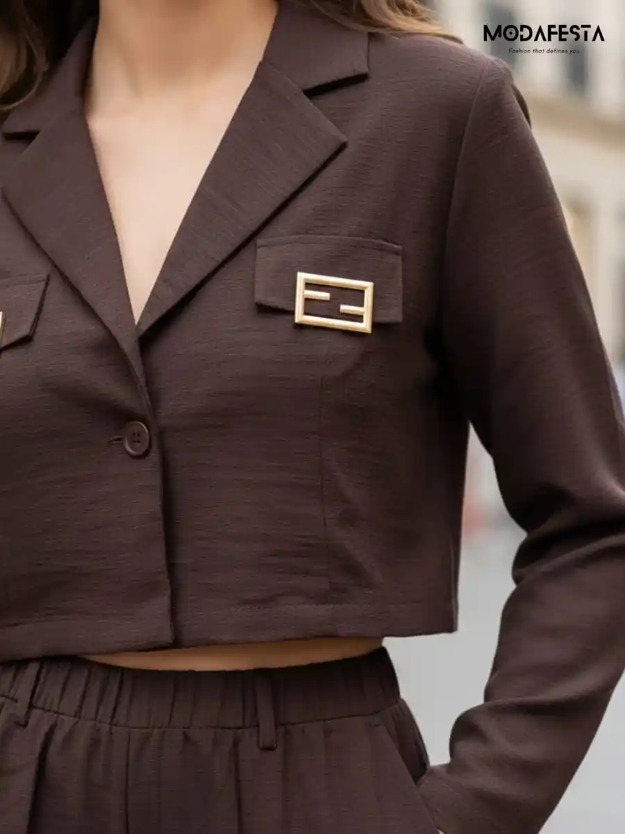 ModaFesta -trendy-midtown-blazer-coord-set-brown