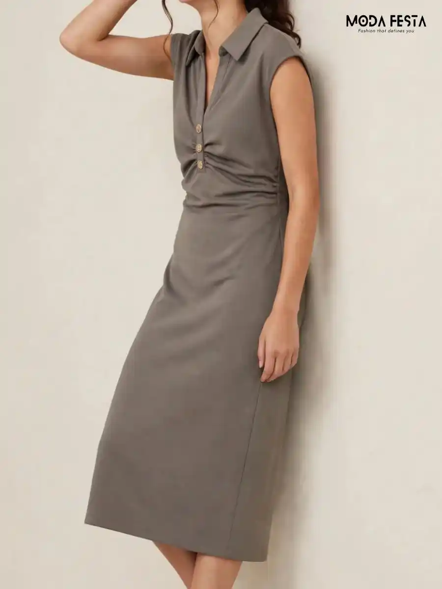 ModaFesta -solid-ruched-bodycon-dress
