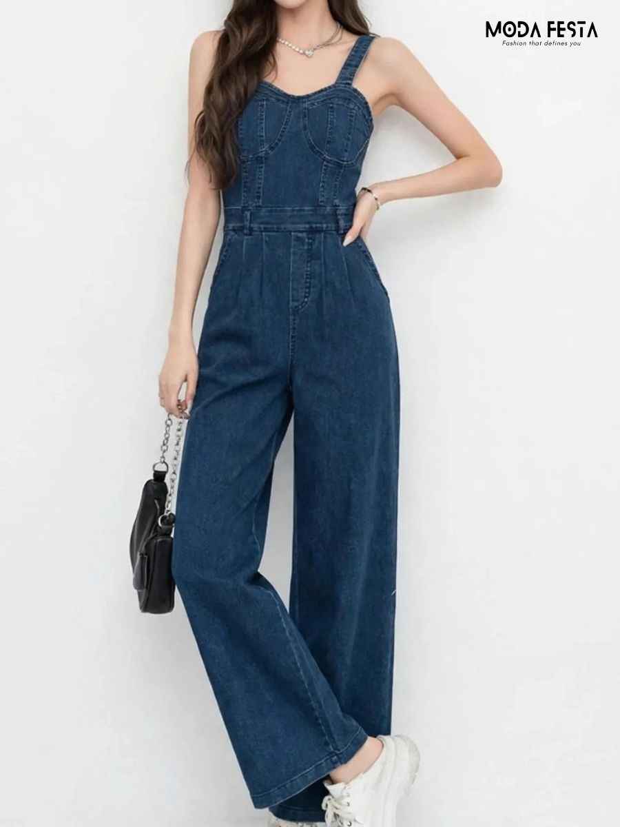 ModaFesta -slim-waist-solid-solid-jumpsuit-blue-denim
