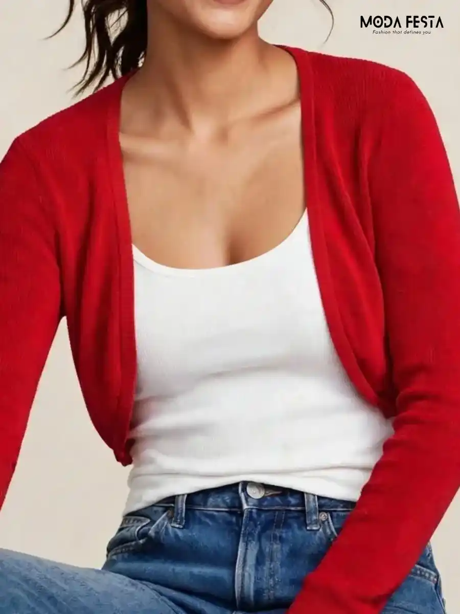 ModaFesta -red-open-front-bolero-shrug