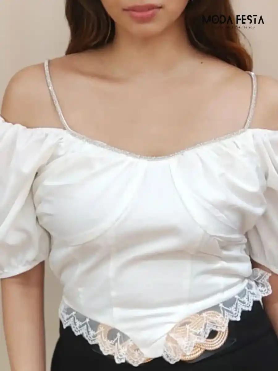 ModaFesta -stylish-crop-party-top-white