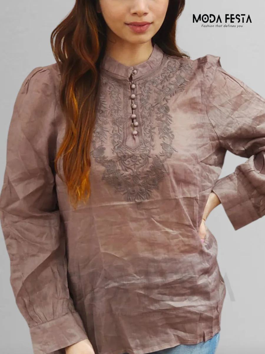 Embroidered Linen Top
