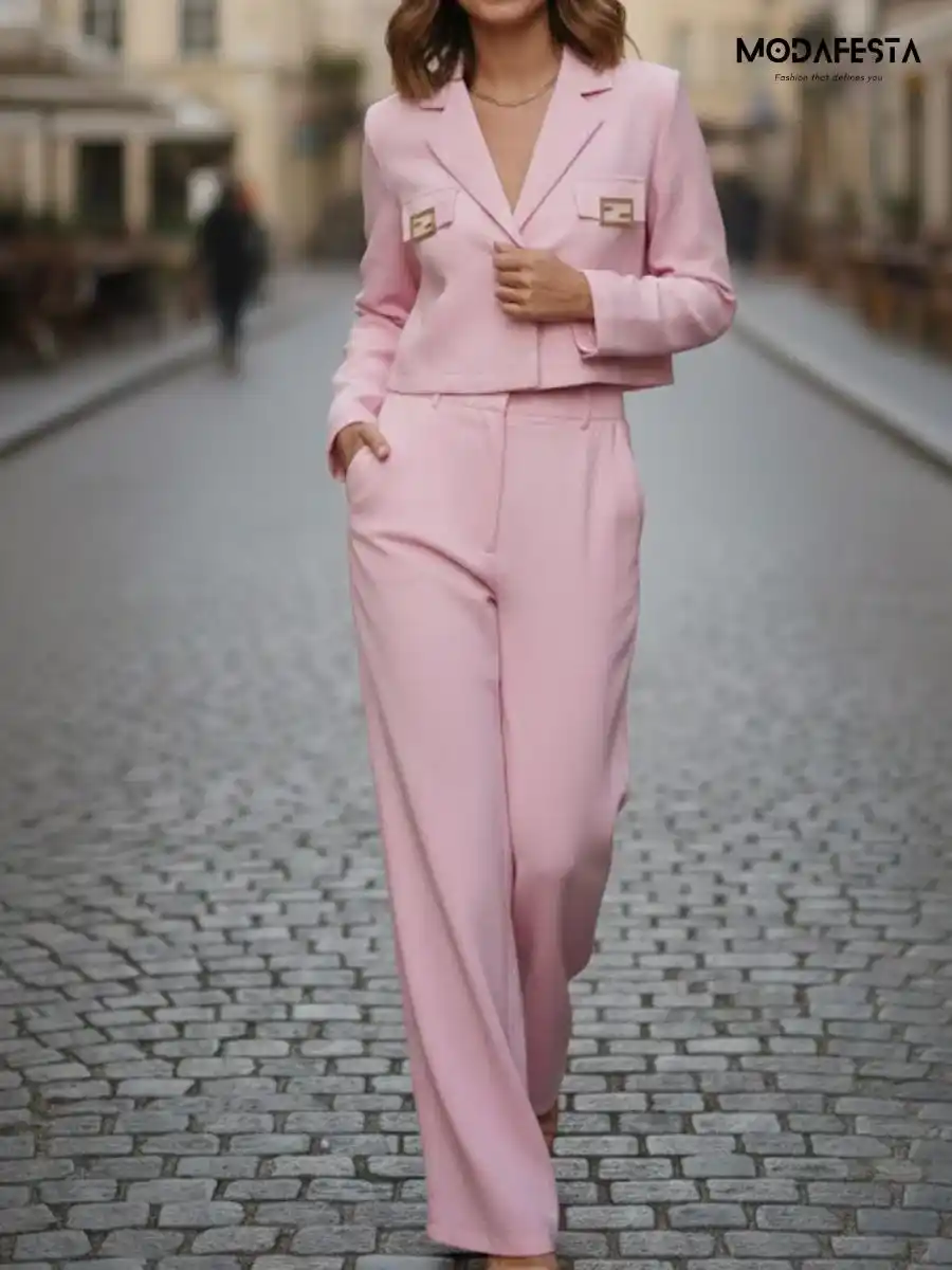 ModaFesta -trendy-midtown-blazer-coord-set-pink
