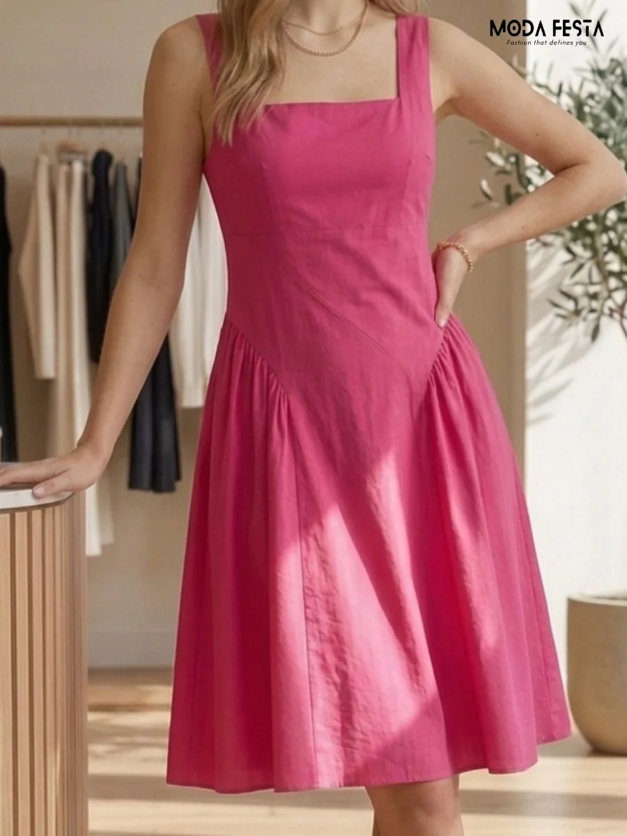 drop-waist square-neck silhouette