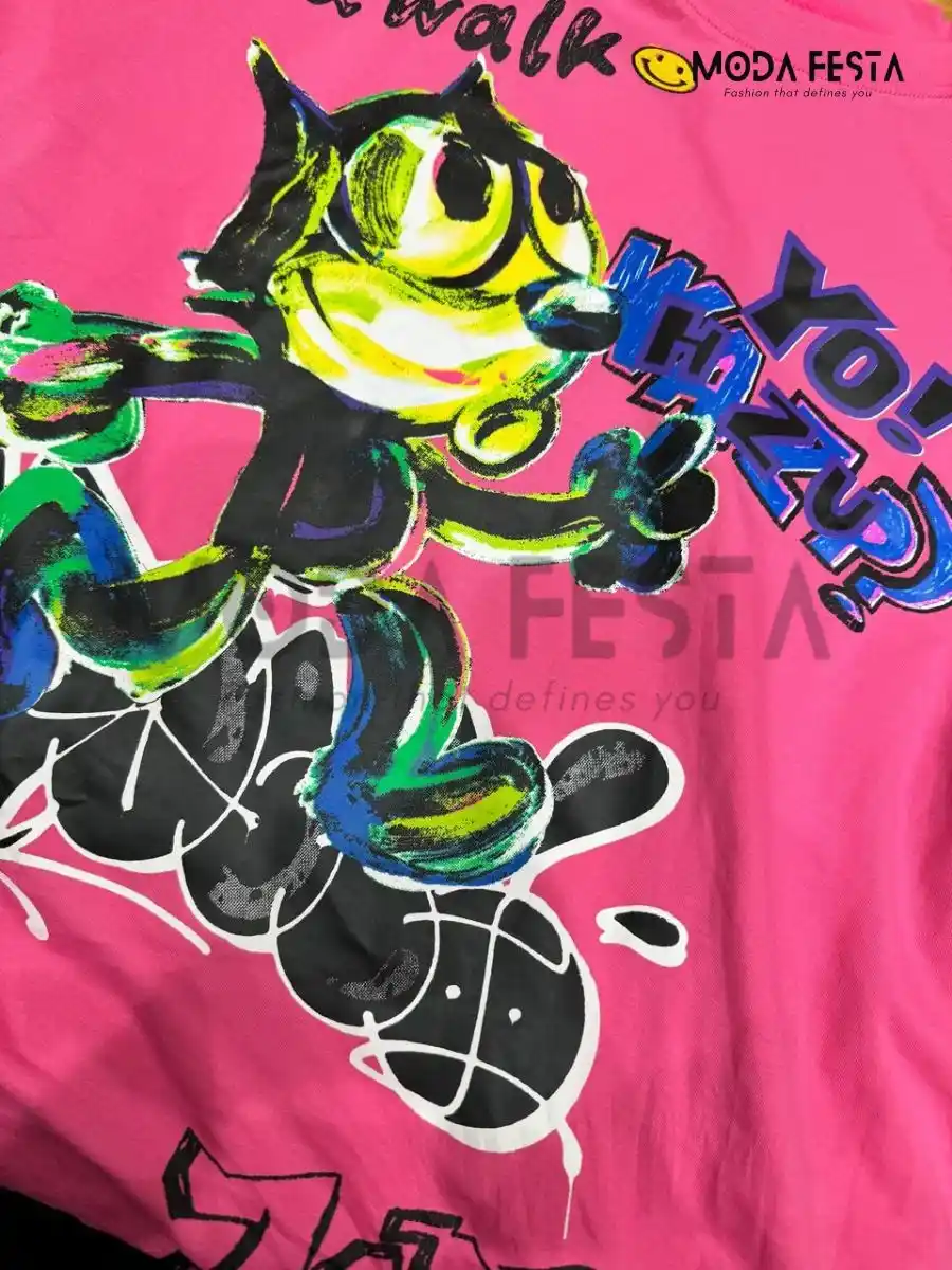 ModaFesta -graphic-printed-tshirt-pink-cartoon-prints