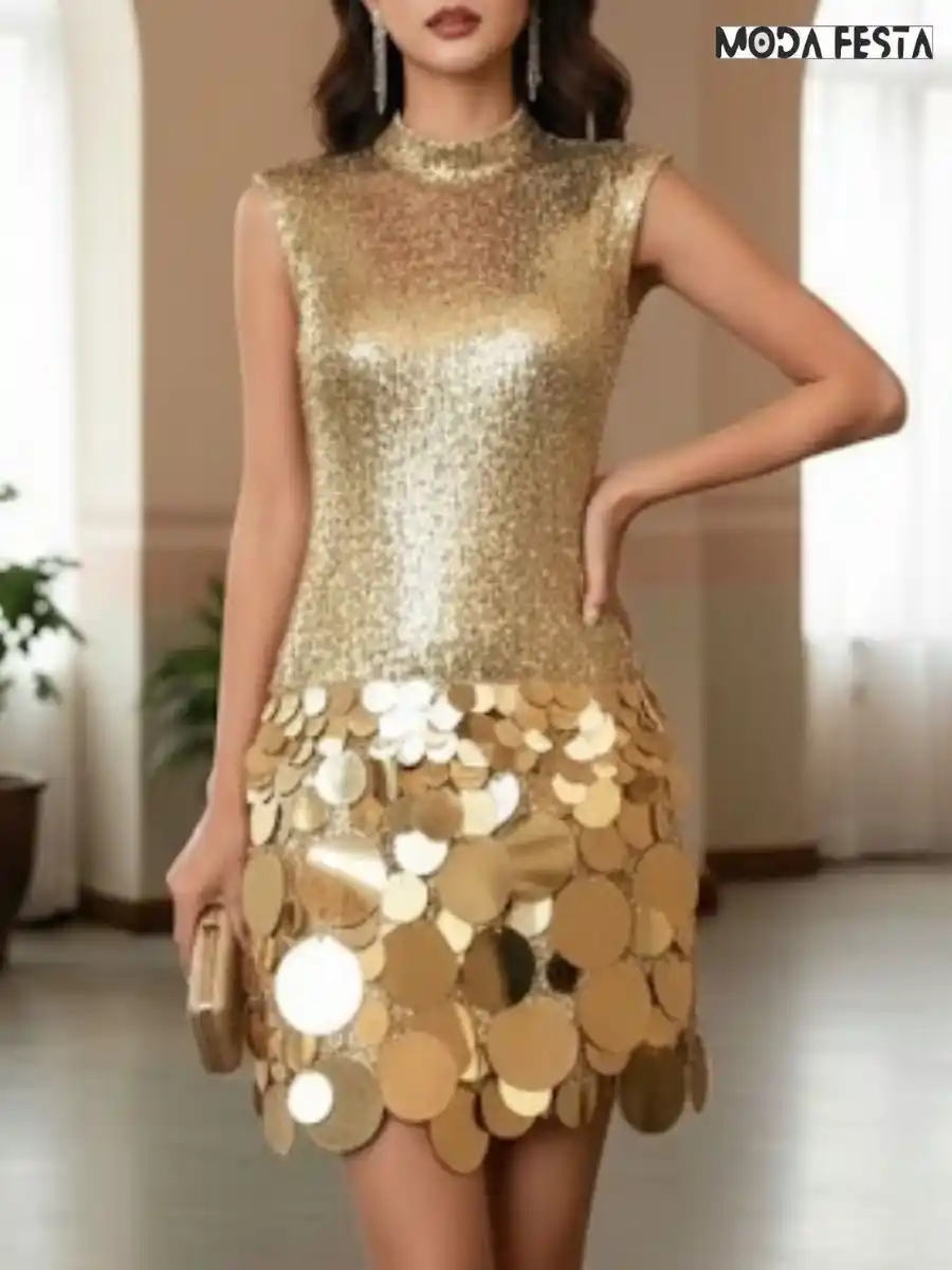 ModaFesta -elegant-sequin-mini-dress-gold