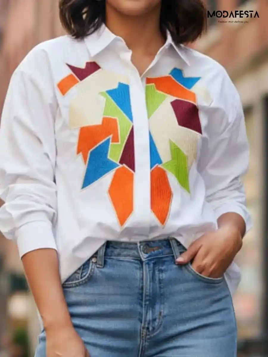 ModaFesta -geometric-handcrafted-cotton-shirt-white