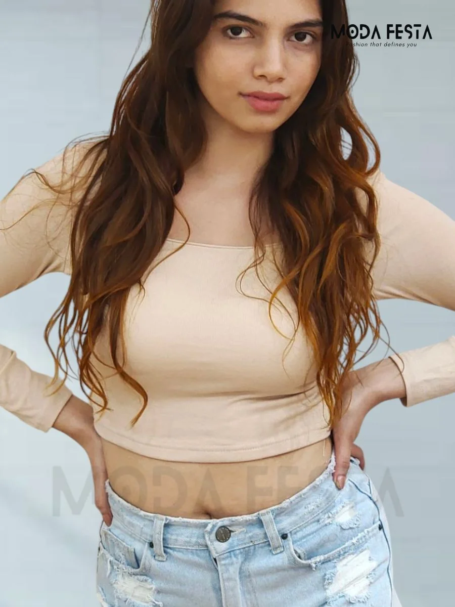 ModaFesta -square-neck-crop-top-beige