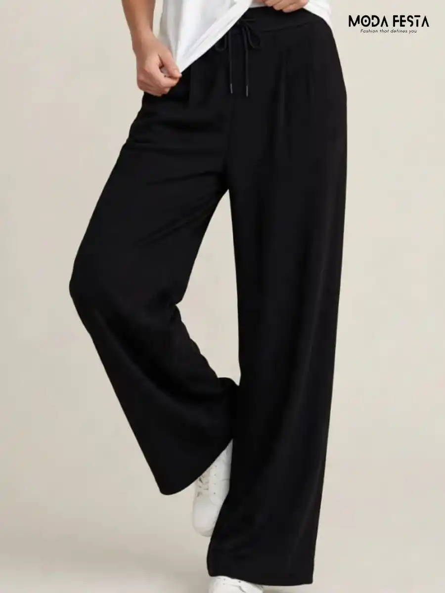 ModaFesta -black-drawstring-scuba-pants