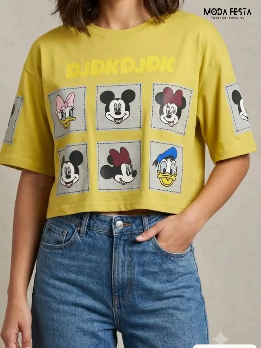 ModaFesta -disney-character-collage-crop-top