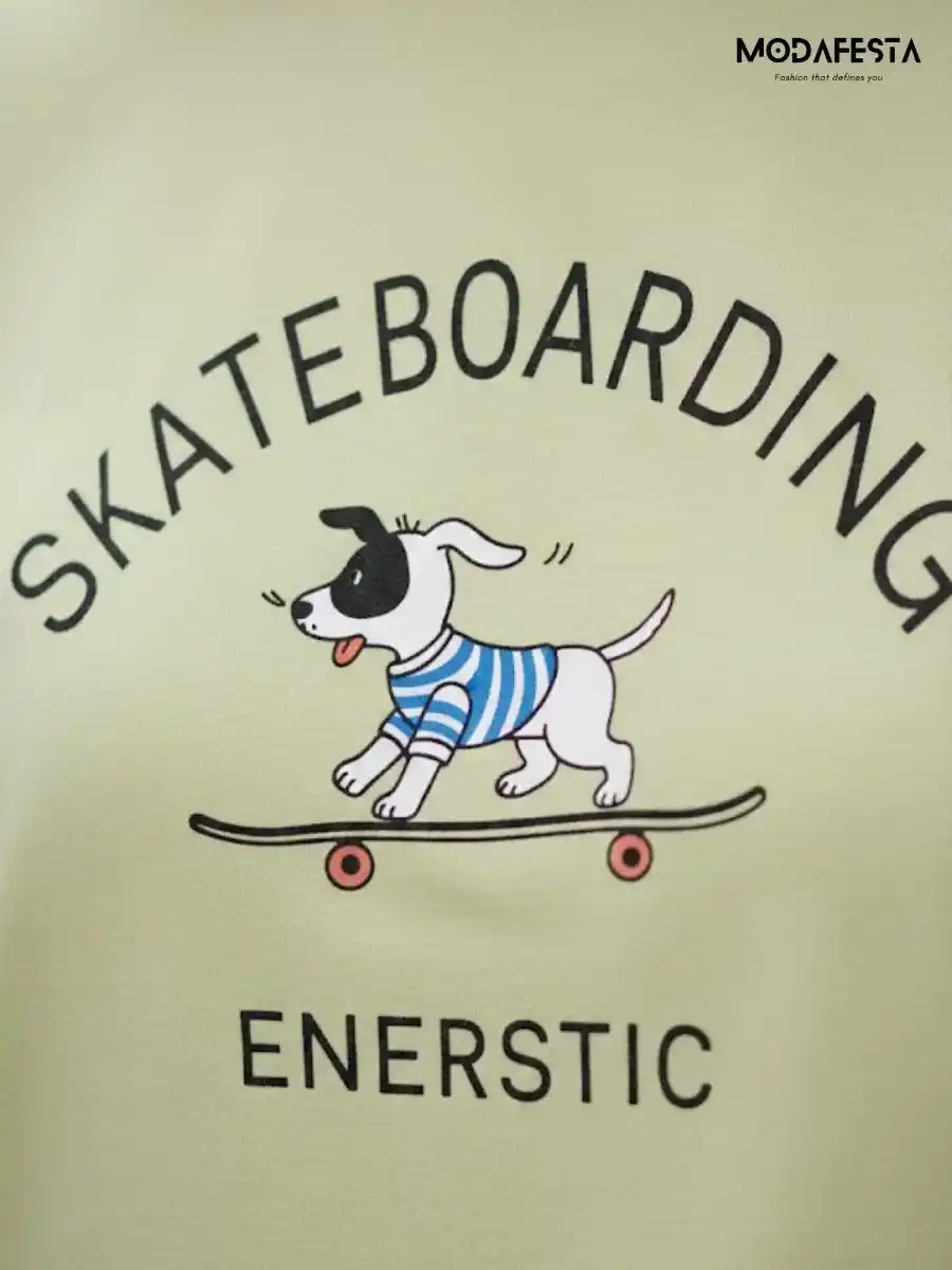 ModaFesta -casual-t-shirt-skate-board-print-green