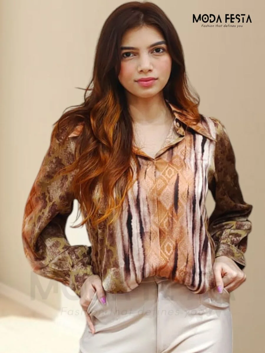 ModaFesta -leopard-print-satin-shirt-brown