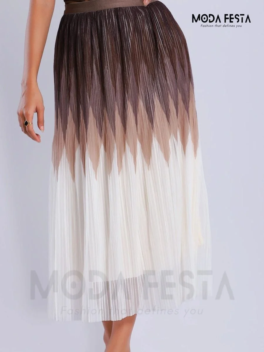 ModaFesta -stylish-pleated-skirt-brown
