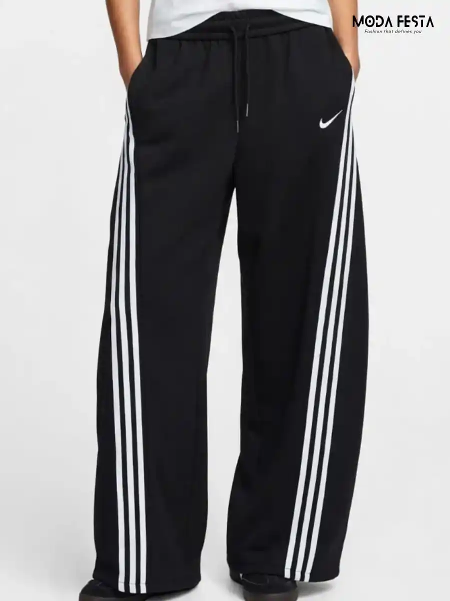 Black Side-Stripe Track Pants