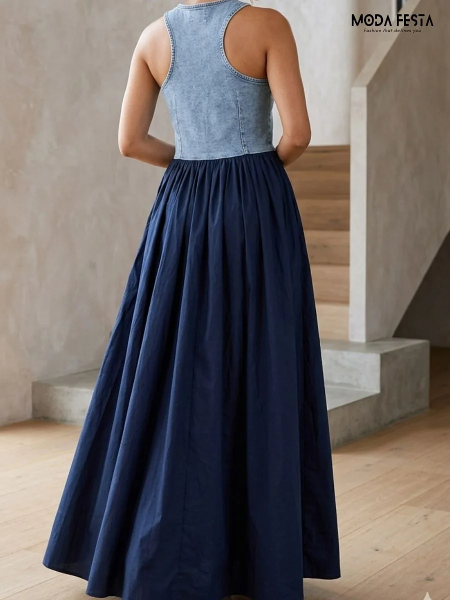 ModaFesta -urban-chic-zip-front-maxi-dress-navyblue