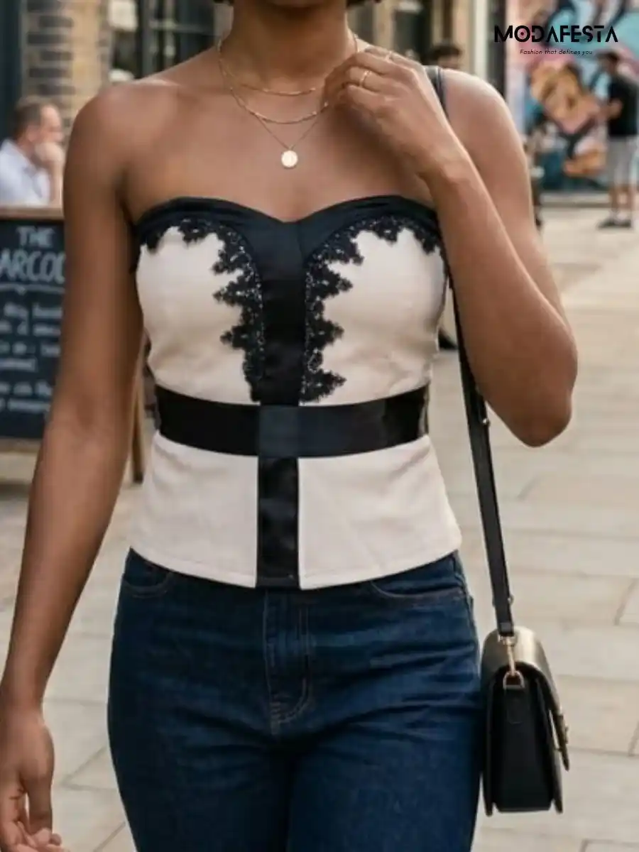 ModaFesta -elegant-tube-top-party-wear-with-lace-style-beige