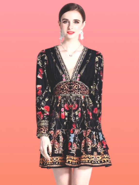 Black floar zimmerman Dress