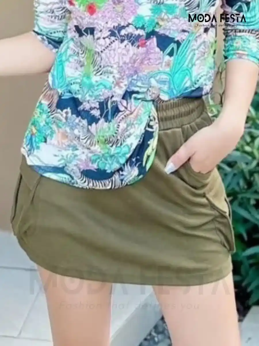 ModaFesta -olive-green-skirt-short