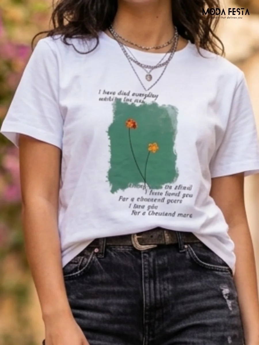 ModaFesta -floral-text-graphic-tee