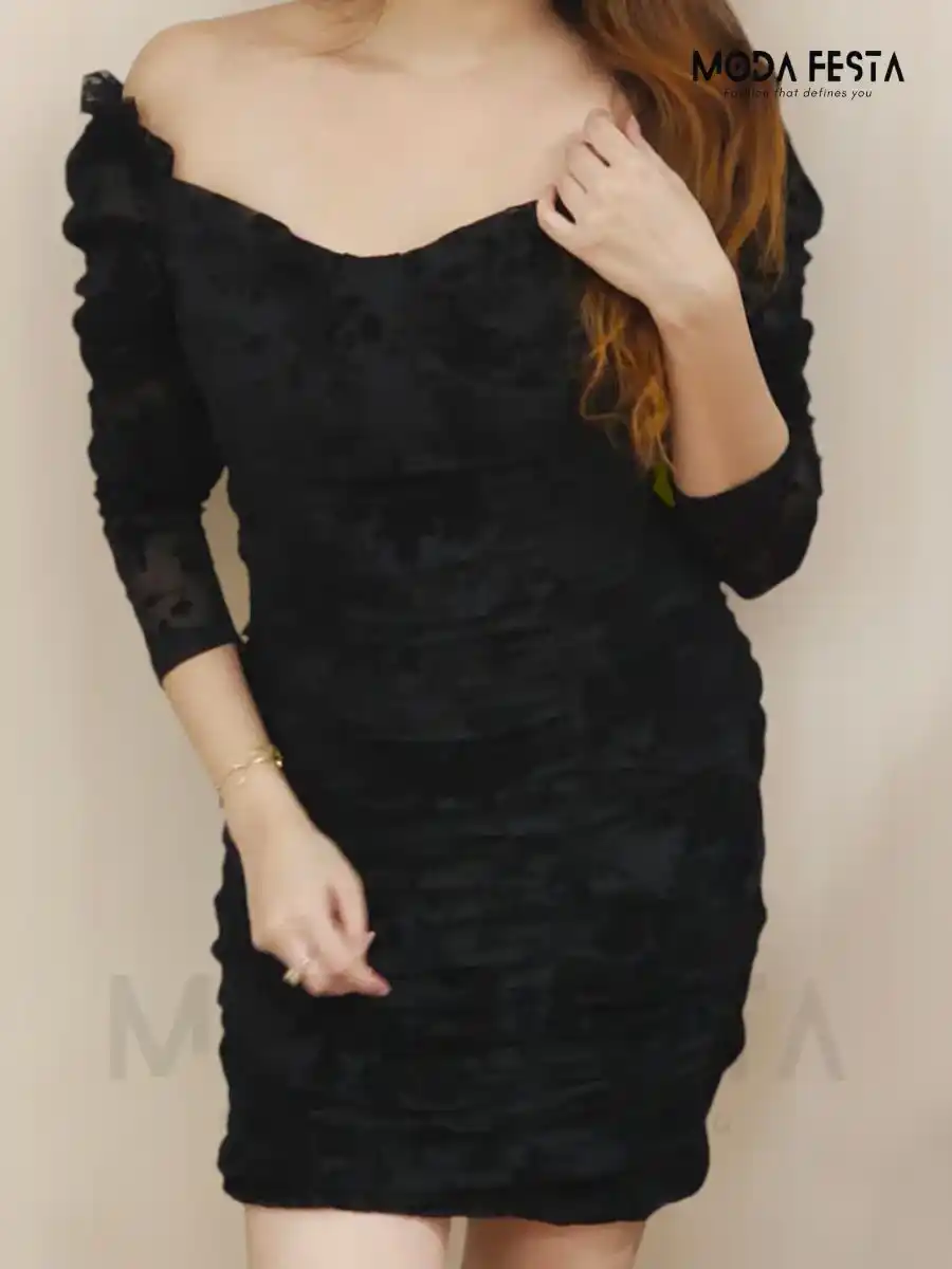 ModaFesta -floral-mini-dress-black