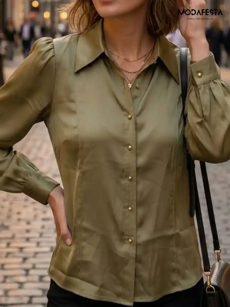 ModaFesta -elegant-satin-Shirt-beige