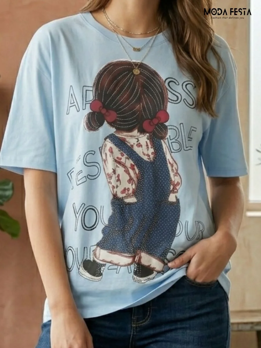 Blue Graphic Print Tee