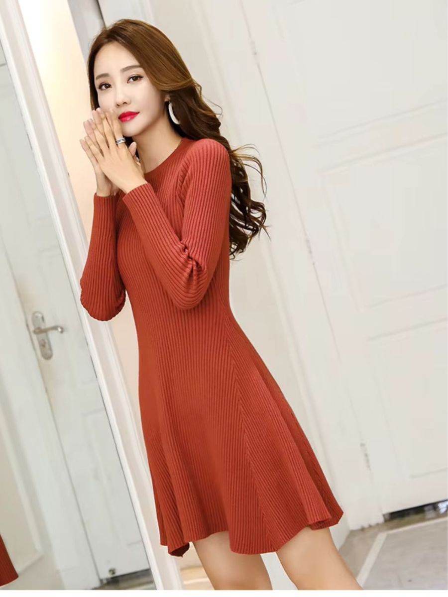 ModaFesta -knitted-bodycon-dress-orange